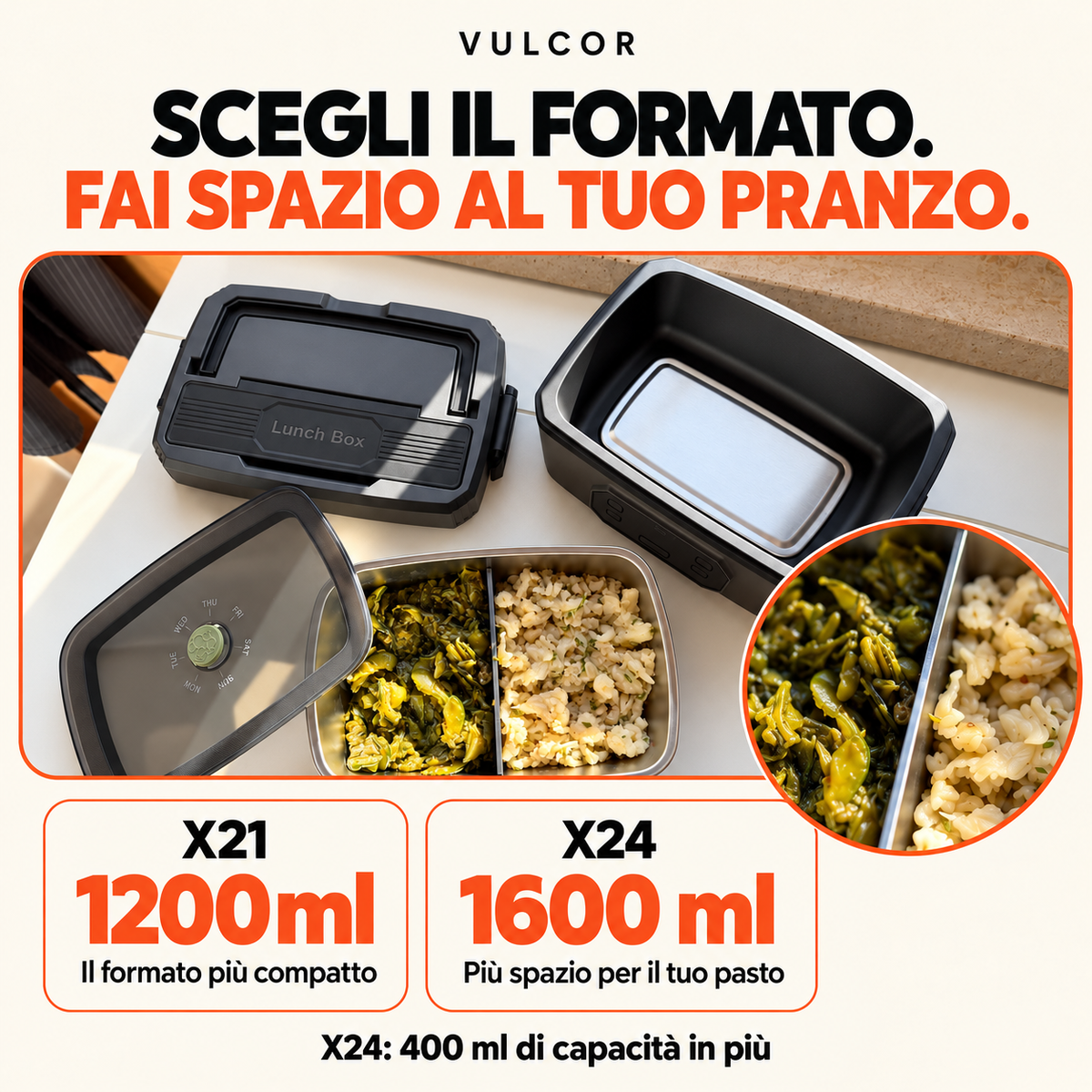 VULCOR — Portapranzo riscaldante senza fili